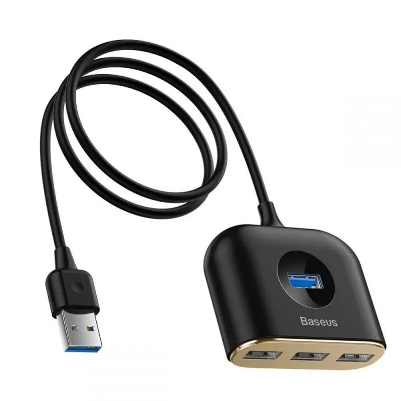 Baseus Square round 4-in-1 USB Hub – USB 3.0 – 4 porte – Svart