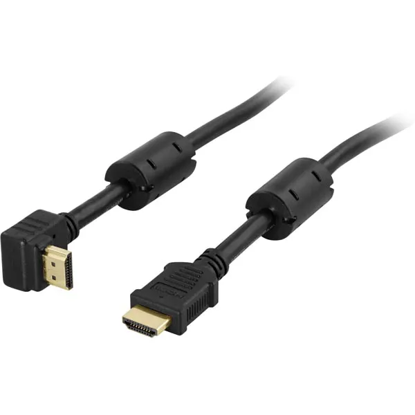 DELTACO HDMI-kabel 2m vinklad - svart