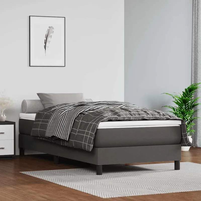 vidaXL Pocketresårmadrass för barn medium grå 80×160 cm konstläder