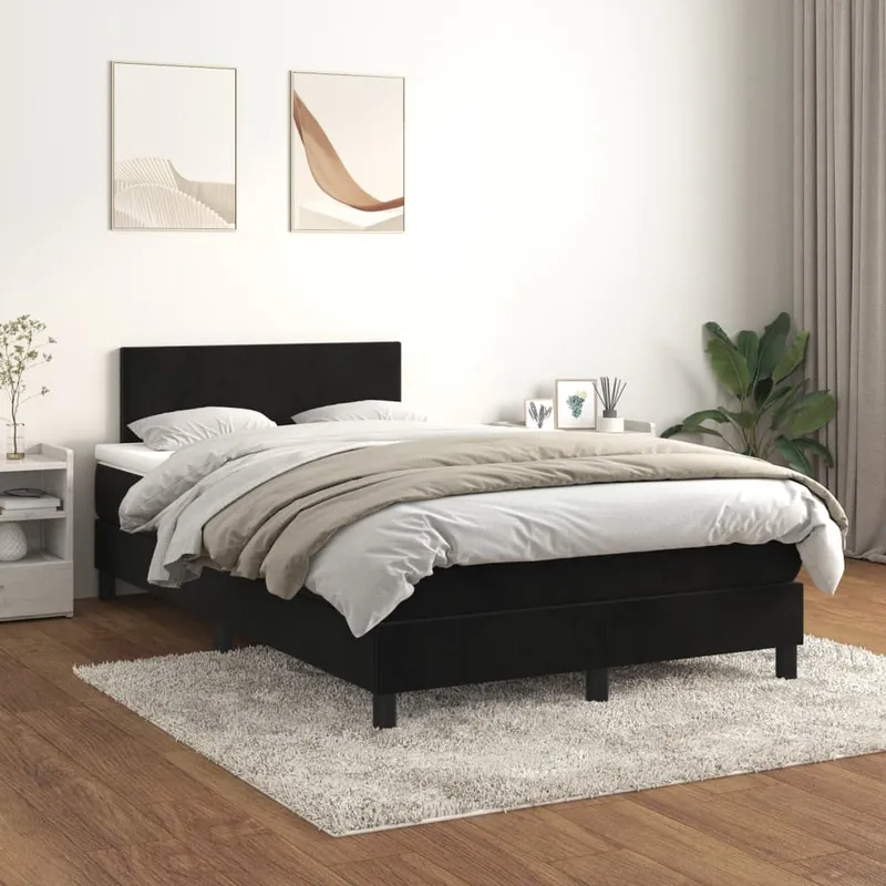 vidaXL Ramsäng med madrass svart 120×200 cm sammet