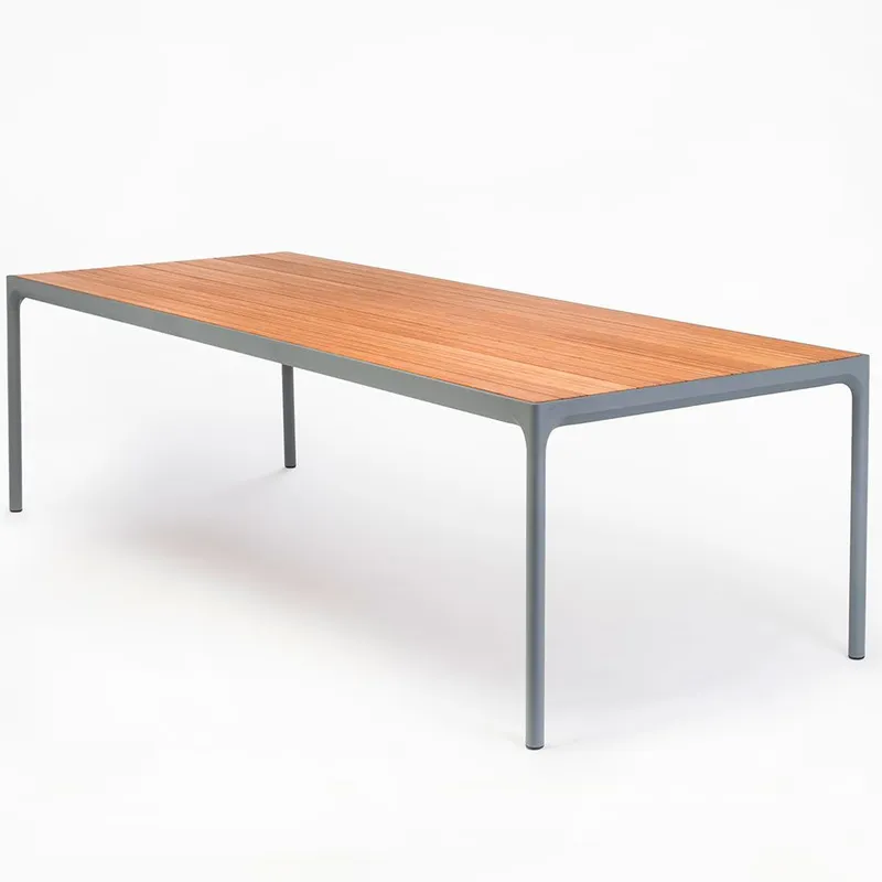 Houe, Four matbord 270×90 cm grå/bamboo aluminium