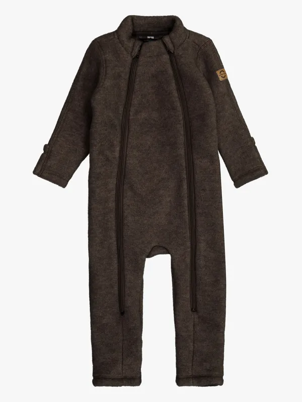 Baby Ulldräkt Med Dubbel Dragkedja 98 Dark Brown