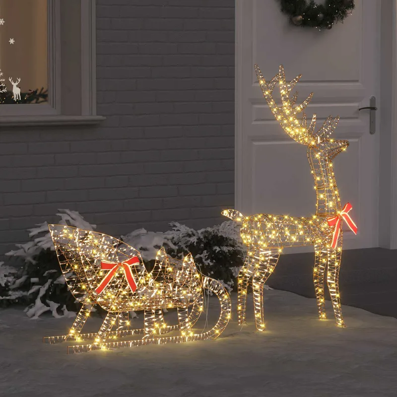 vidaXL Ren Pull Släde LOVIISA 2 st 200 LED-lampor Varmvit
