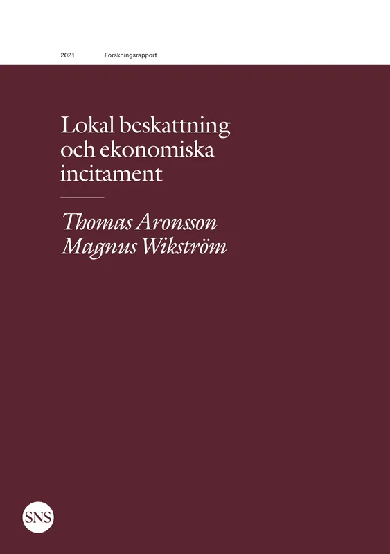 Lokal beskattning och ekonomiska incitament, E-bok