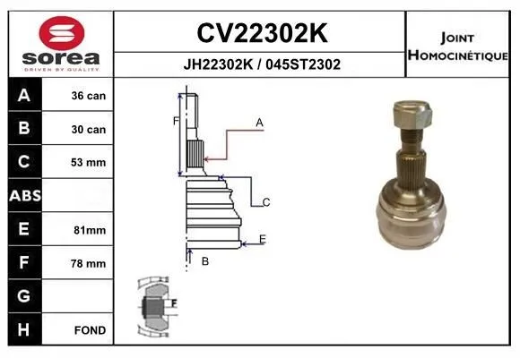 Ledsats, drivaxel EAI CV22302K