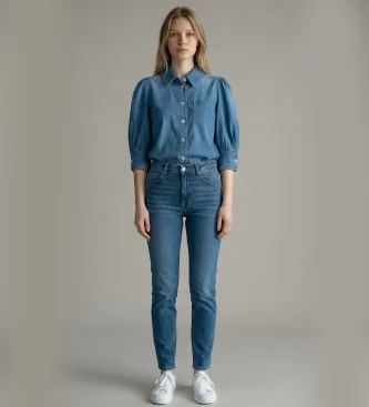 Marella för kvinnor. 2613111174200 Mlsromana blå skjorta (38), Casual, Kort ärm, Lyocell