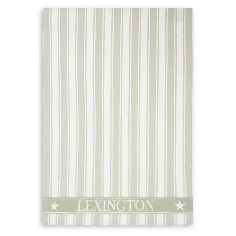 Lexington Icons Waffle Striped kökshandduk 50×70 cm Sage green-white