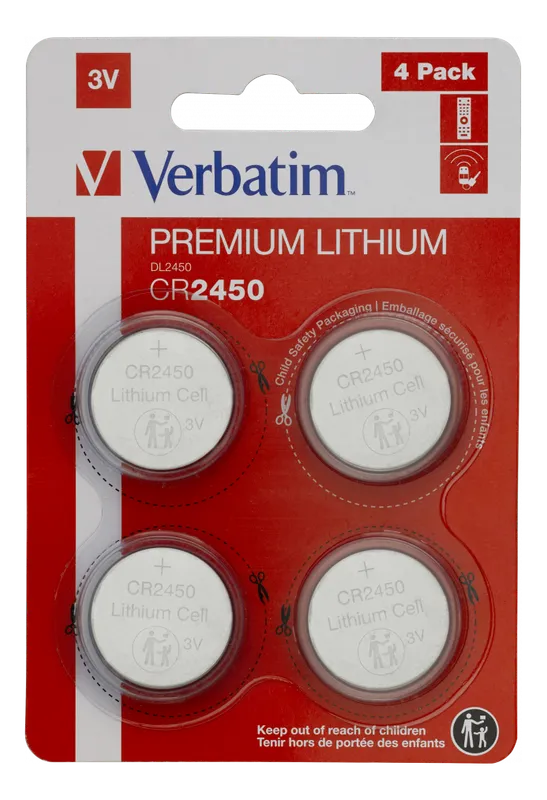 Verbatim Lithium Battery CR2450 3V (4-Pack)