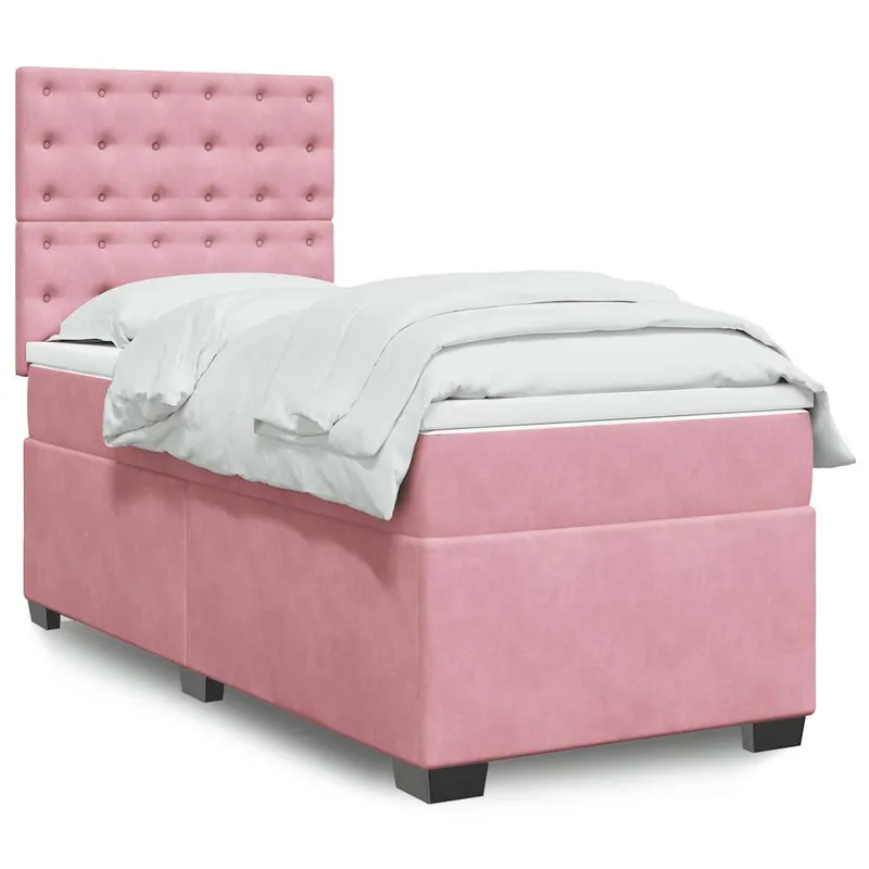 vidaXL Ramsäng med madrass rosa 100×200 cm sammet (#0332)