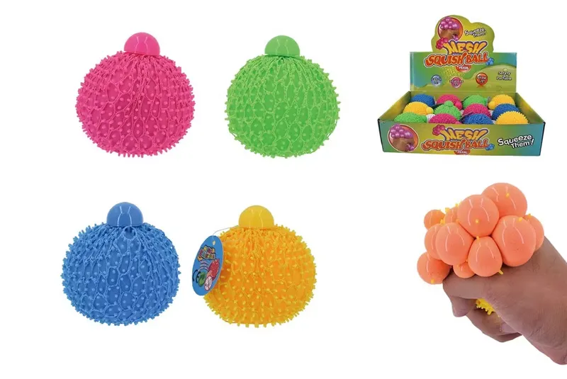 Färgglad Antistress Klämboll i Nät, Mesh Squishy Ball M Piggar