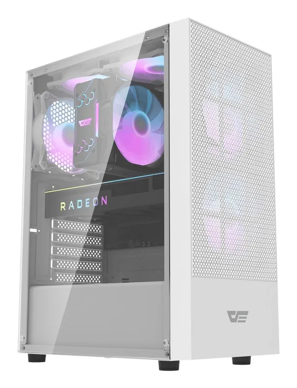 Darkflash Computer case A290 + 3 fans (white) - Chassi - Desktop - Grå