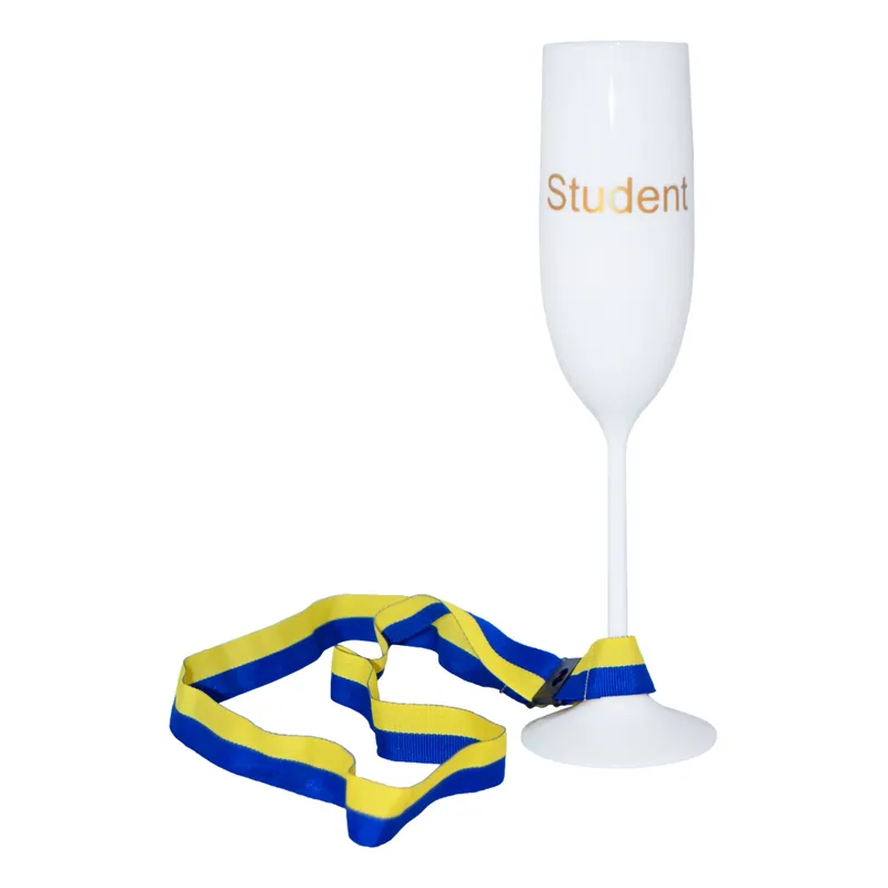 Champagneglas för Studenter med Blågult Band