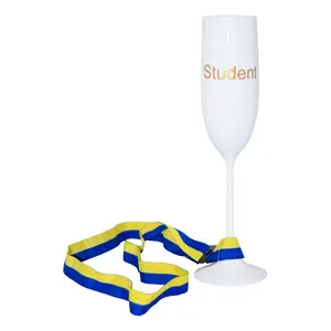 Champagneglas för Studenter med Blågult Band