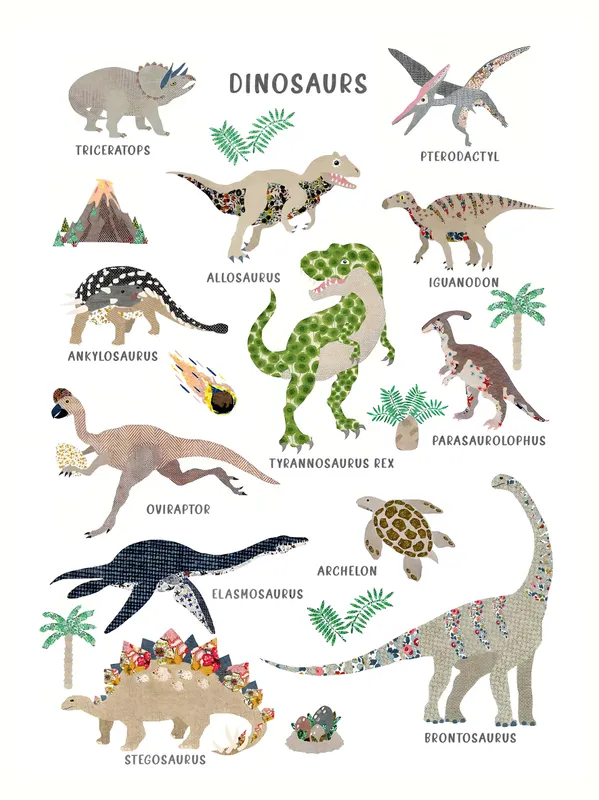 Affisch - Boho Dinosaurier med Namn