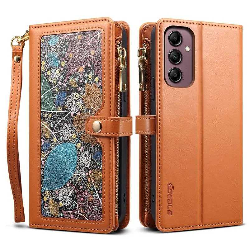 ESEBLE Mobilfodral för Samsung Galaxy S26 Plus Konstläder RFID – Brun