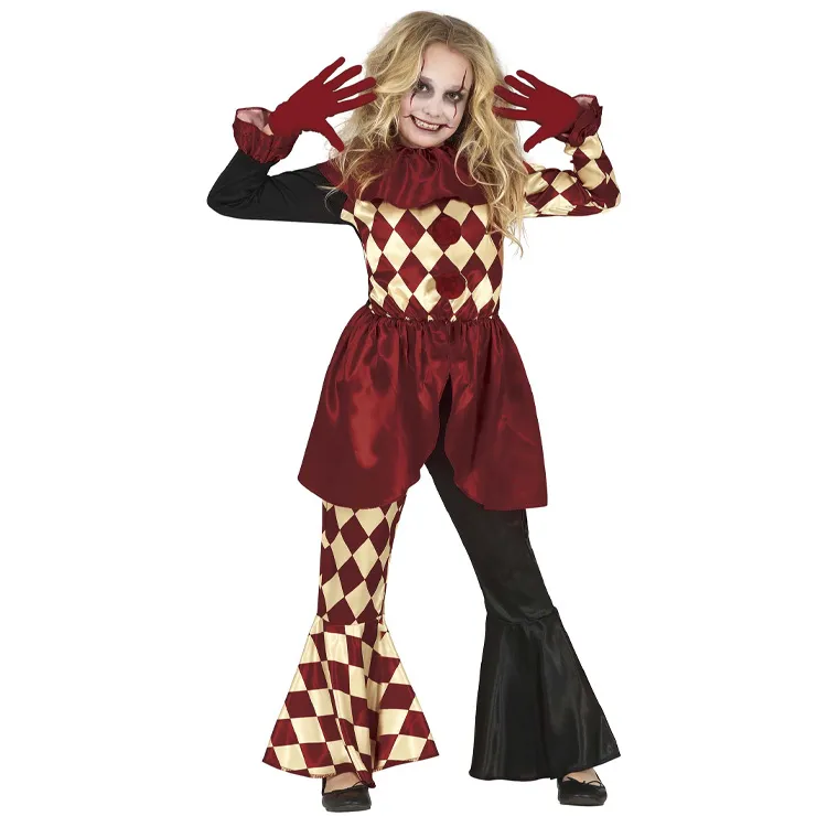 Schackrutig Clown Barn Maskeraddräkt - Small