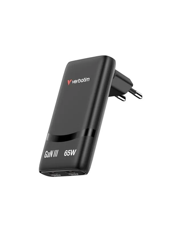 Verbatim Fold ’n’ Go GaN Charger 65W EU plug Black