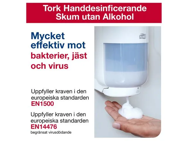 Handdesinficerande skum utan alkohol Tork S4 1 liter