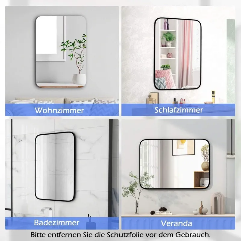 Badrumsspegel 70 x 50 cm stor sminkspegel med spricksäker film rektangulär