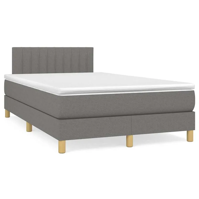 vidaXL Ramsäng med madrass & LED mörkgrå 120×190 cm tyg (#9902)