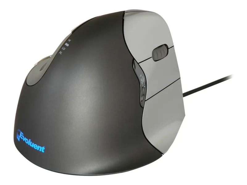 Evoluent VerticalMouse 4 - Vertikal mus - ergonomisk - högerhänt - optisk - 6 knappar - kabelansluten - USB