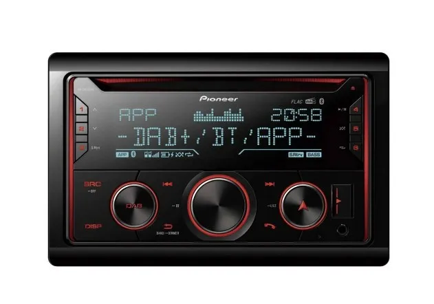 Pioneer FH-S820DAB bilradio, Double-DIN, CD, DAB+, 50 W x 4, svart
