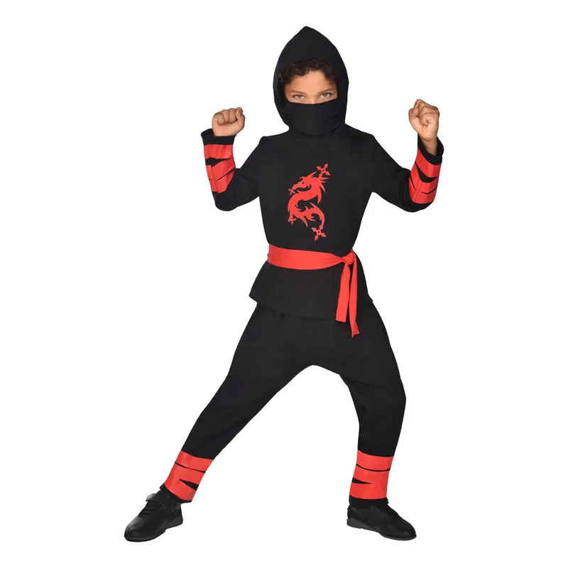 Svart Ninja Barn Maskeraddräkt - Small