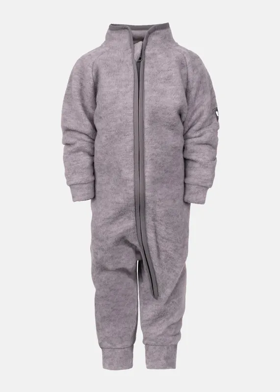 Lindberg Loe Merino Babyoverall, Grey Melange, 98