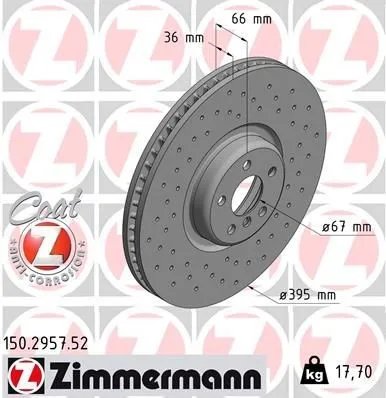 Bromsskiva ZIMMERMANN 150.2957.52