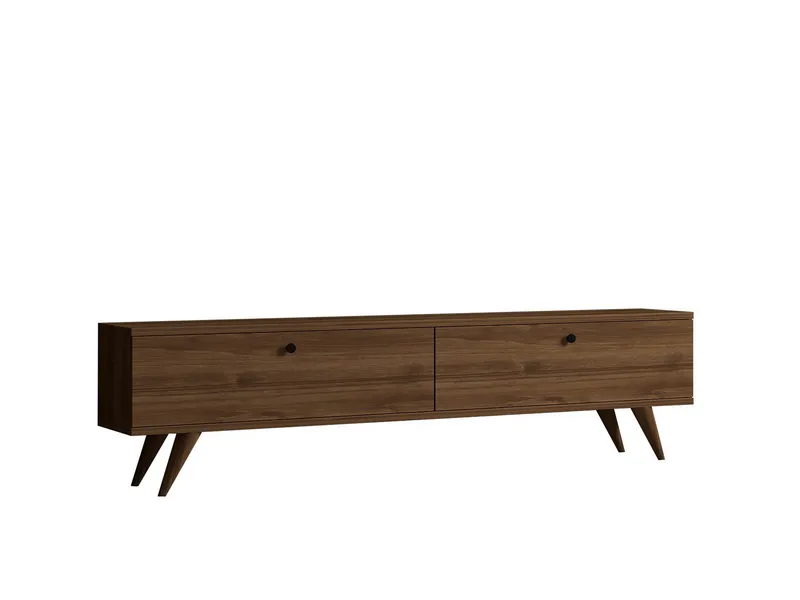 Norda Design Modern TV-bänk i valnöt, 160 cm | 100 % melaminbelagd, 18 mm tjock, flera hyllor och förvaring | Stilren skandinavisk design