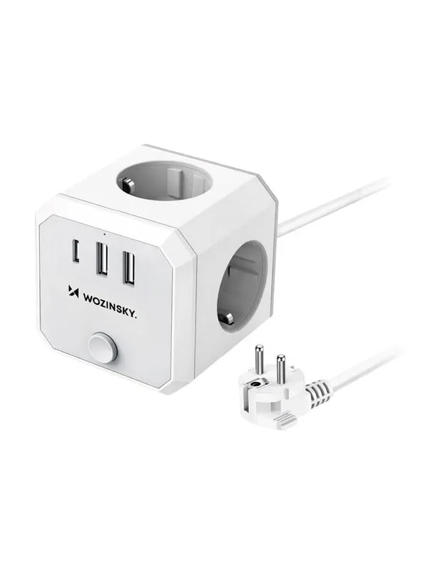 Wozinsky WKZ-3B Power Cube 4x AC 2x USB-A 1x USB-C 4000 W with 1.8 m Cable - White