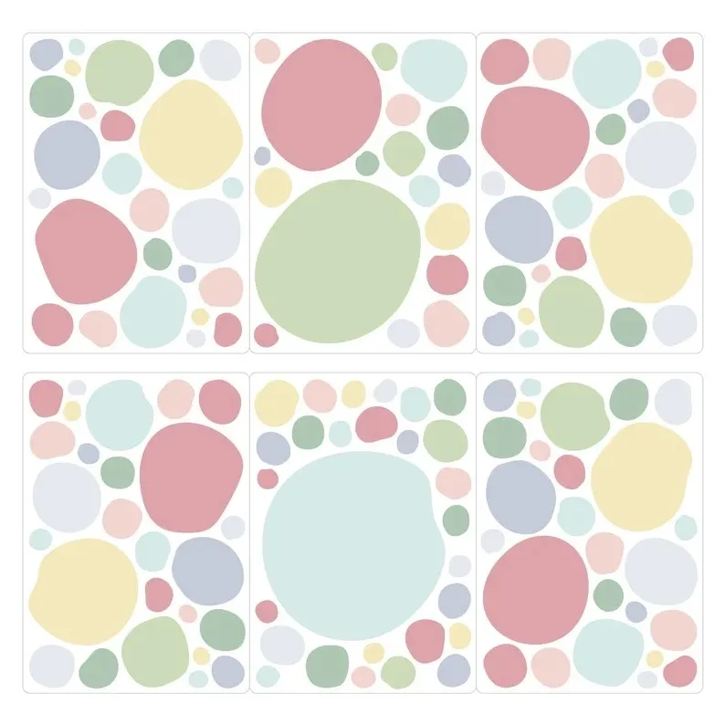 Väggdekal – Prickar / Pastell Rosa Gul Mint / 100 st