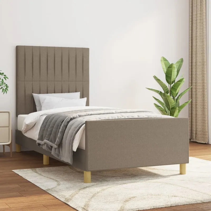 vidaXL Sängram utan madrass taupe 100×200 cm tyg (#7017)