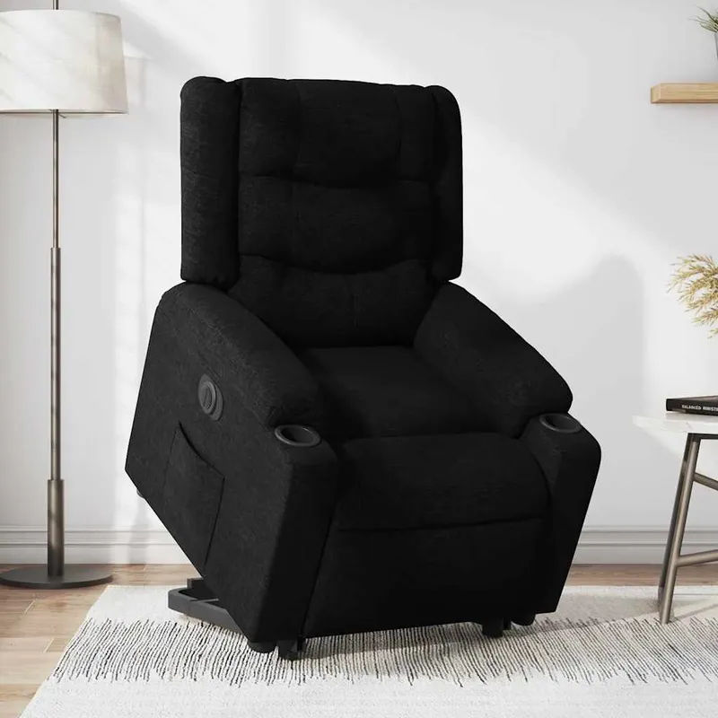 vidaXL Elektrisk reclinerfåtölj med uppresningshjälp svart tyg (#8109)