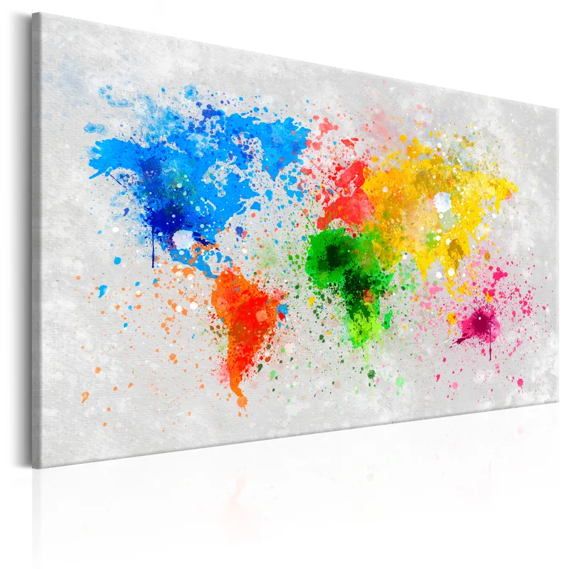 ARTGEIST Expressionism of the World - Färgglad världskarta tryckt på duk - Flera storlekar 90×60
