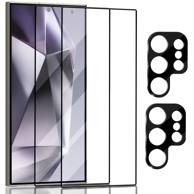2-Pack Samsung S24 Ultra Skärmskydd & 2-Pack linsskydd – Härdat Glas 9H – Super kvalitet 3D
