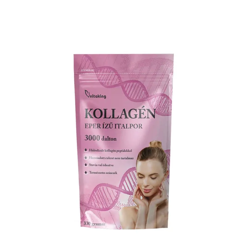 Vitaking – Hydrolyserat Nötkollagen, 330 g, Jordgubb