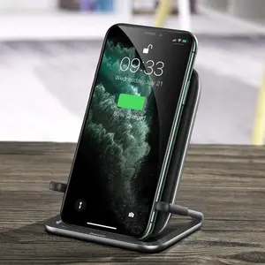 Horisontell och vertikal trådlös mobilladdare 15W - Svart