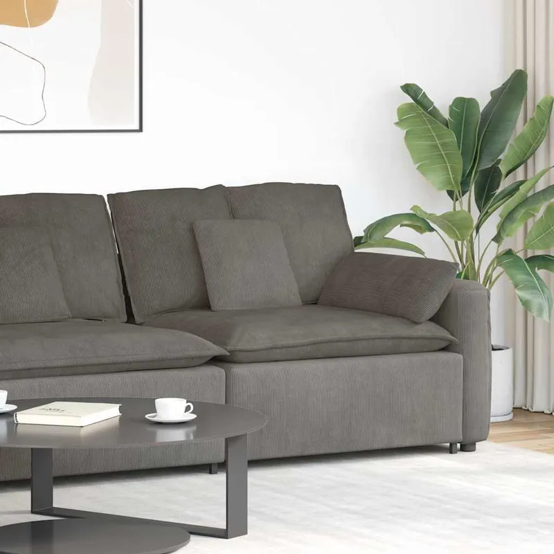 vidaXL Modulär soffa armstödsändmodul med dynor ljusgrå 100 cm (#6520)