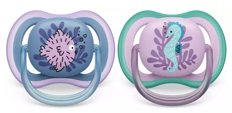 Philips Avent Ultra Air Deco Napp 2-Pack 6-18m, Blå/Lila