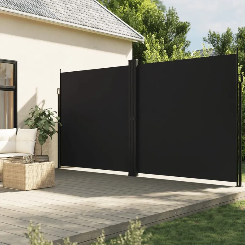 vidaXL Infällbar sidomarkis 200×600 cm svart