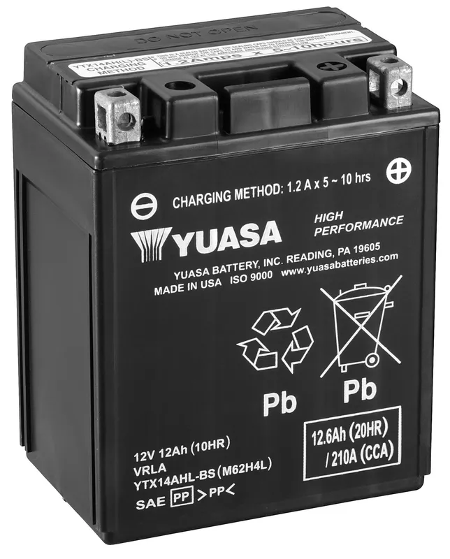 Yuasa 12V YTX14AHL-BS MC-batteri 12Ah 134x 89 x 166 mm