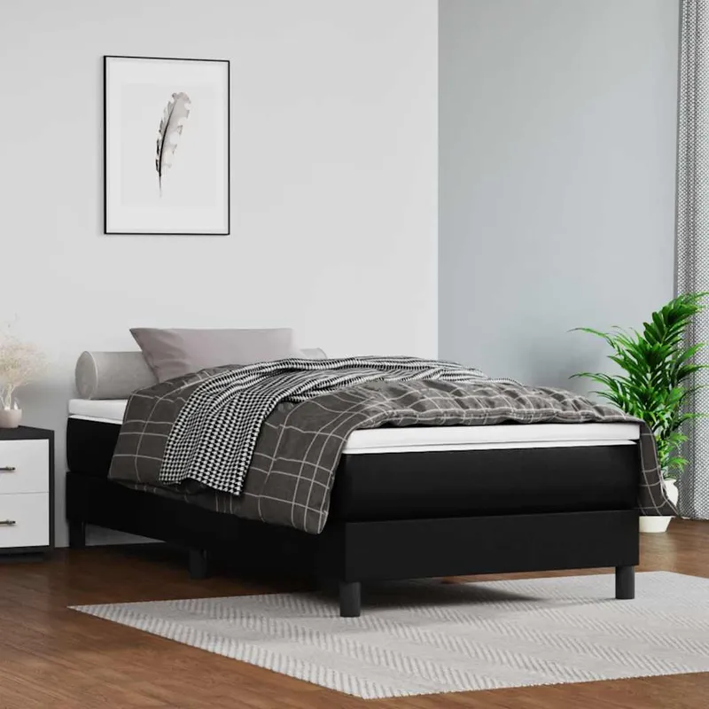 vidaXL Pocketresårmadrass för barn medium svart 80×160 cm konstläder