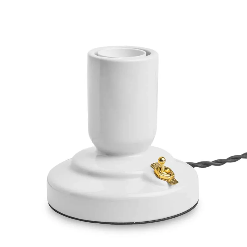 Unison RETRO bordslampa porslin white 1,8m tvinnad textilkabel