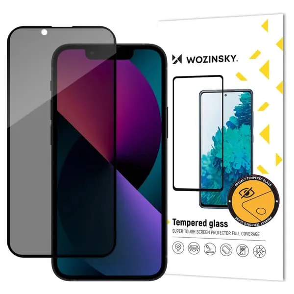 Wozinsky Privacy Glass härdat glas för iPhone 17e / 16e / 14 m.fl.