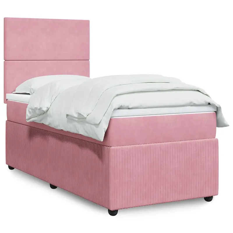 vidaXL Ramsäng med madrass rosa 100×200 cm sammet (#4438)