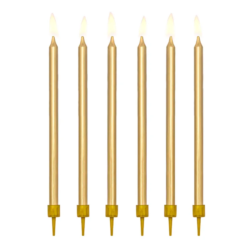 Tårtljus höga | 12-pack | Guld