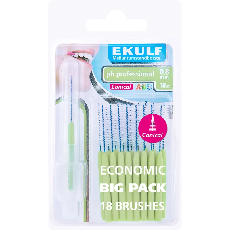 Ekulf Ph Professional Mellanrumsborste 0,8 mm Grön 18-pack