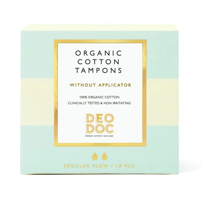 DeoDoc 100 % ekologiska bomullstamponger Regular Flow 18 st