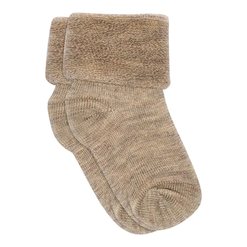 Mpkids, Klassiska Babysockor I Merinoull Light Brown Melange 17/18